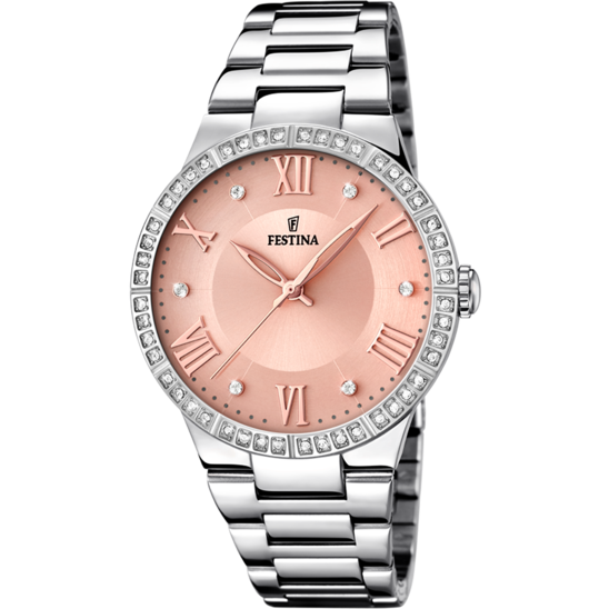 FESTINA BOYFRIEND WATCH F16719/3 PINK STEEL STRAP, WOMEN'S