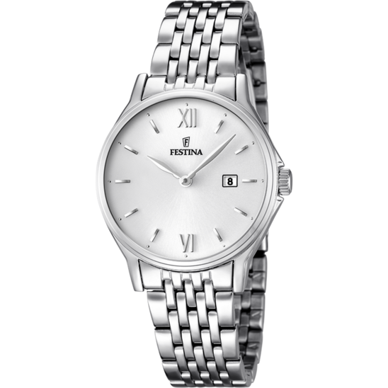 FESTINA CLASSICS WATCH F16748/2 WHITE STEEL STRAP, WOMEN