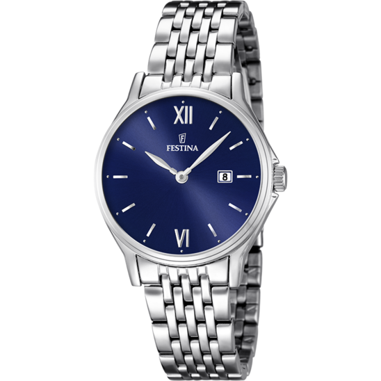 FESTINA CLASSICS WATCH F16748/3 BLUE STEEL STRAP, WOMEN