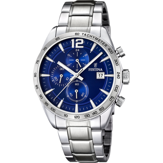 FESTINA TIMELESS CHRONOGRAPH WATCH F16759/3 BLUE STEEL STRAP, MEN