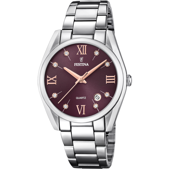 MONTRE FESTINA F16790/E BORDEAUX, BRACELET ACIER INOXYDABLE, FEMME