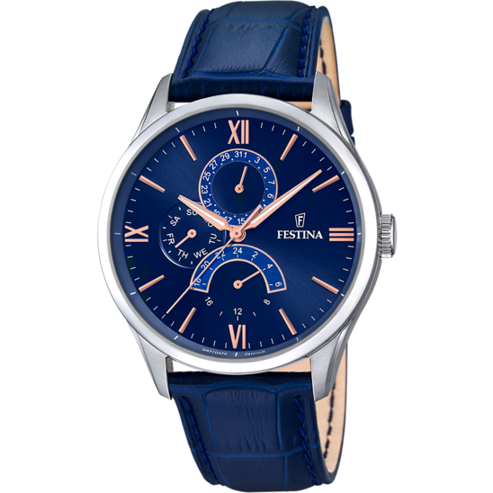 FESTINA RETRO WATCH F16823/3 BLUE LEATHER STRAP, MEN