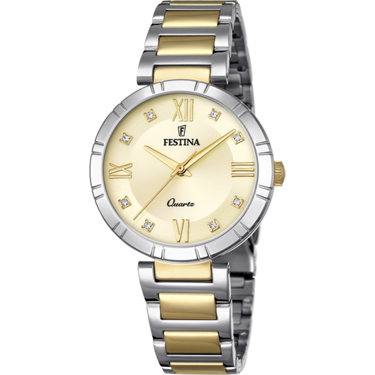 FESTINA WATCH MADEMOISELLE F16937/B GOLD STEEL STRAP, WOMEN'S