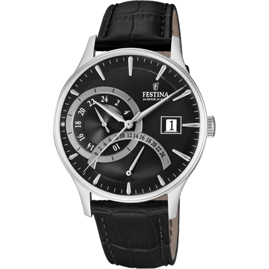 RELÓGIO FESTINA F16983/4 PRETO COM CORREIA DE COURO, MASCULINO