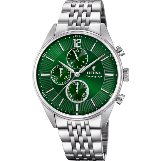 FESTINA WATCH F20285/8 GREEN STEEL STRAP, MEN