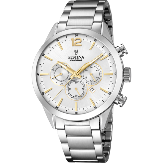 OROLOGIO FESTINA TIMELESS CHRONOGRAPH F20343/1 ARGENTO CON CINTURINO IN ACCIAIO, UOMO.