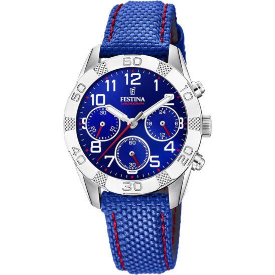 RELÓGIO FESTINA JUNIOR COLLECTION F20346/2 AZUL COM CORREIA DE COURO, INFANTIL