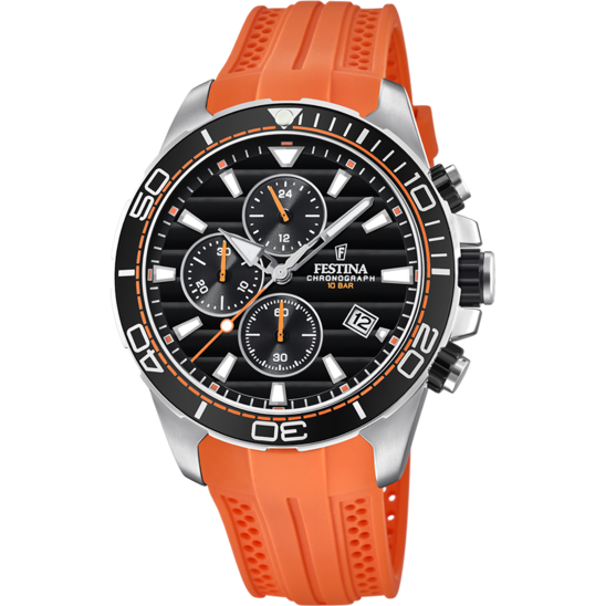 FESTINA THE ORIGINALS WATCH F20370 4 ORANGE RUBBER STRAP MEN S