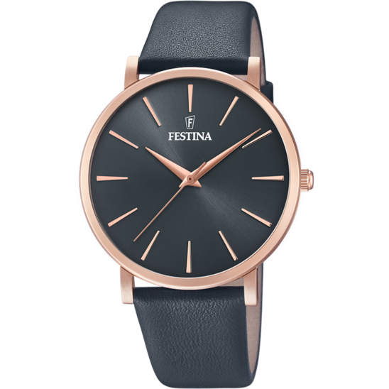 FESTINA BOYFRIEND WATCH F20373/2 GRAY LEATHER STRAP, WOMEN'S