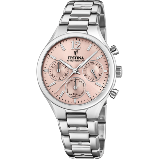 FESTINA BOYFRIEND WATCH F20391/2 PINK STEEL STRAP, WOMEN'S