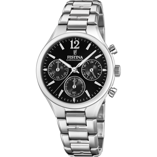 RELÓGIO FESTINA COLEÇÃO BOYFRIEND F20391/4 PRETO COM CORREIA DE AÇO, PARA MULHER.