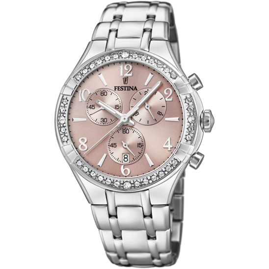 FESTINA BOYFRIEND COLLECTION WATCH F20392/3 PINK STEEL STRAP, WOMEN'S.