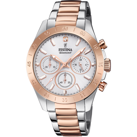 FESTINA BOYFRIEND WATCH F20398/1 SILVER STEEL STRAP, WOMEN'S