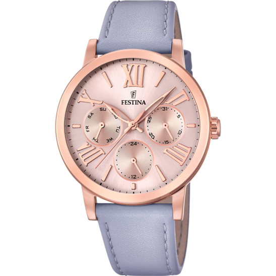 FESTINA BOYFRIEND COLLECTION WATCH F20417/1 PINK LEATHER STRAP, WOMEN'S.