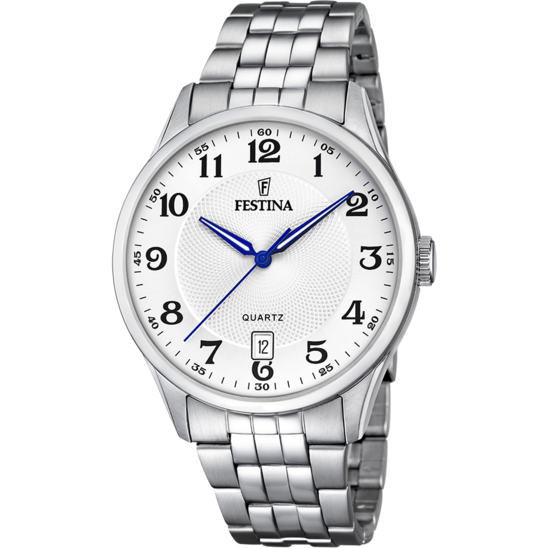 OROLOGIO FESTINA CLASSICS F20425/1 BIANCO CINTURINO IN ACCIAIO, UOMO