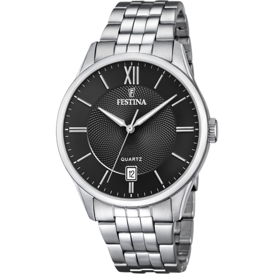 RELÓGIO FESTINA CLASSICS F20425/3 PRETO COM CORREIA DE AÇO, PARA HOMEM.