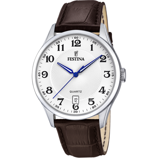 FESTINA CLASSICS WATCH F20426/1 WHITE LEATHER STRAP, MEN'S