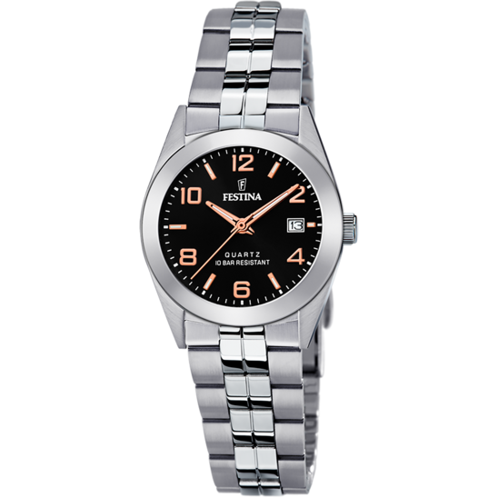 MONTRE FESTINA CLASSICS F20438/6 NOIR, BRACELET EN ACIER, FEMME