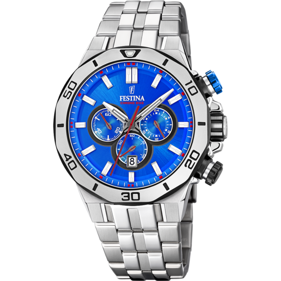 FESTINA HEREN BLAUW CHRONO SPORT 316L ROESTVRIJ STAAL HORLOGE ARMBAND F20448/2