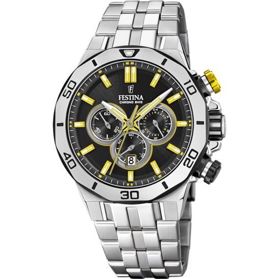 RELÓGIO FESTINA CHRONO SPORT F20448/8 PRETO COM CORREIA DE AÇO, PARA HOMEM.