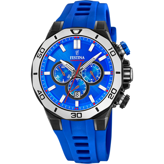 FESTINA CHRONO SPORT WATCH F20450/7 BLUE RUBBER STRAP, MEN'S