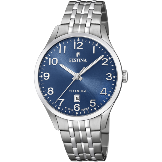 Reloj De Hombre Festina Titanium F20466/2 Con Esfera Azul