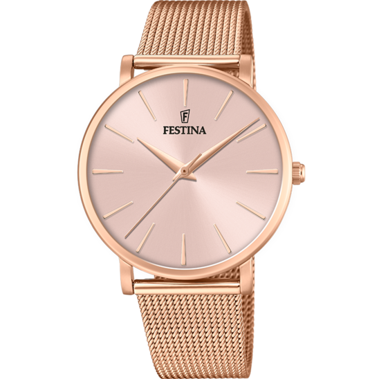 FESTINA BOYFRIEND WATCH F20477/1 WITH PINK STEEL STRAP, FOR WOMEN.