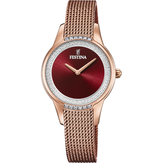 RELÓGIO FESTINA MADEMOISELLE F20496/1 VERMELHO COM CORREIA DE AÇO, MULHER