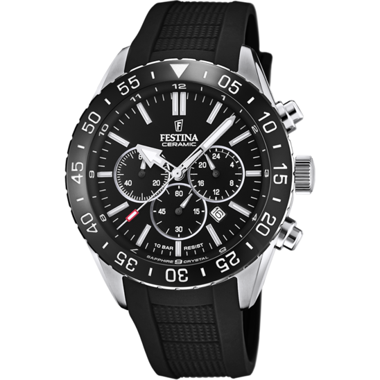 RELÓGIO FESTINA CERÂMICA F20515/2 PRETO COM PULSEIRA DE BORRACHA, MASCULINO