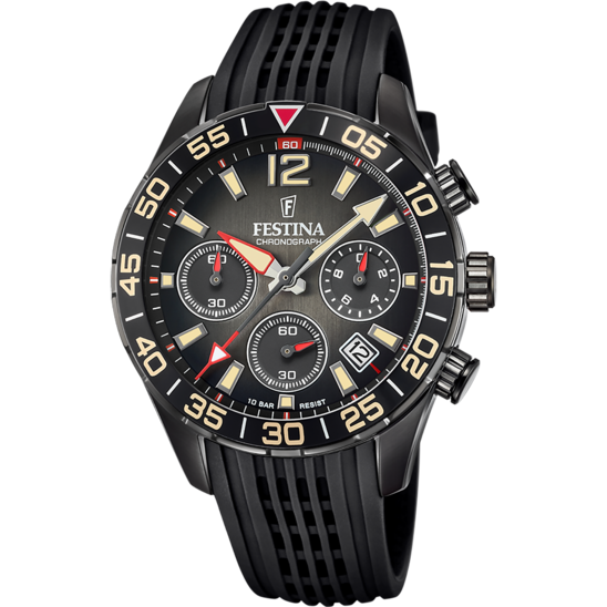 FESTINA HEREN ZWART TIMELESS CHRONOGRAPH RUBBER HORLOGE ARMBAND F20518/3