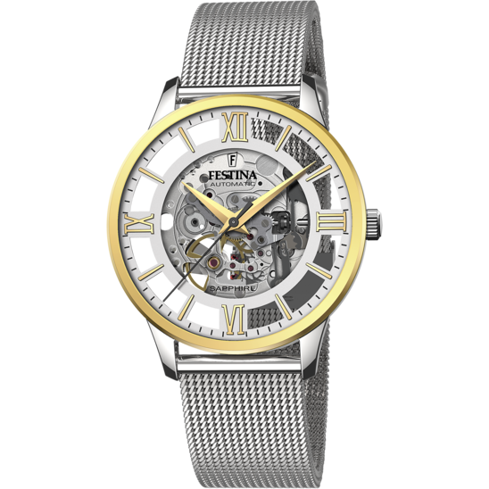 RELOJ DE HOMBRE FESTINA AUTOMATIC SKELETON F20667/1 CON ESFERA DORADA