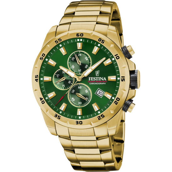 RELÓGIO FESTINA TIMELESS CHRONOGRAPH F20541/3 VERDE COM CORREIA DE AÇO, MASCULINO