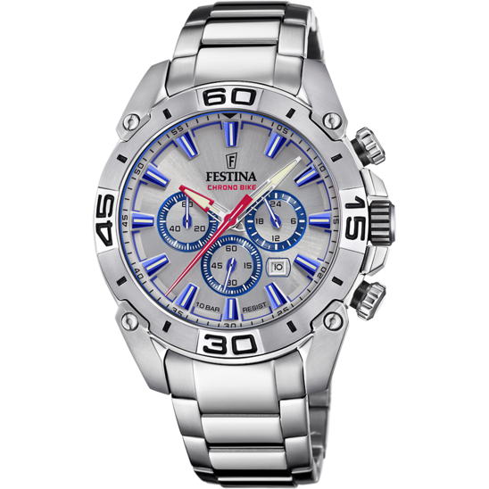 FESTINA CHRONO BIKE WATCH F20543 1 SILVER GREY STEEL STRAP MEN