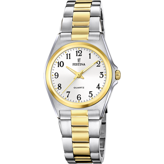 RELÓGIO FESTINA DE AÇO CLÁSSICO F20556/1 BRANCO COM CORREIA DE AÇO, PARA MULHER.