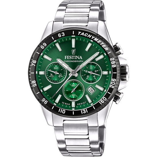 RELÓGIO FESTINA F20560/4 VERDE COM CORREIA DE AÇO, MASCULINO