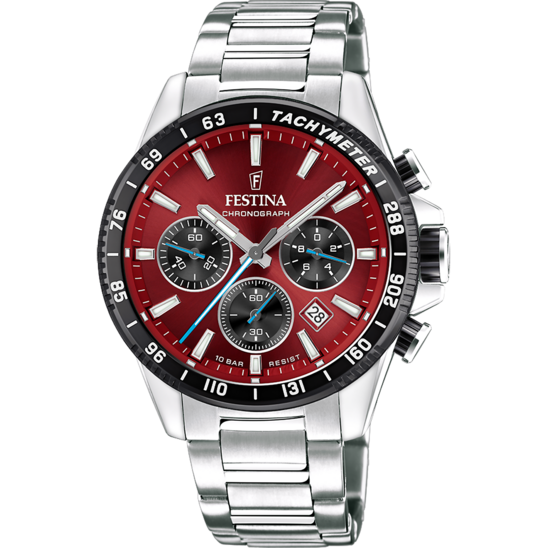 Montre Festina Timeless Chronograph F20560/7 Rouge, Bracelet D’ Acier Inoxydable, Homme Montre Festina Timeless Chronograph F20560/7 Rouge, Bracelet D’ Acier Inoxydable, Homme