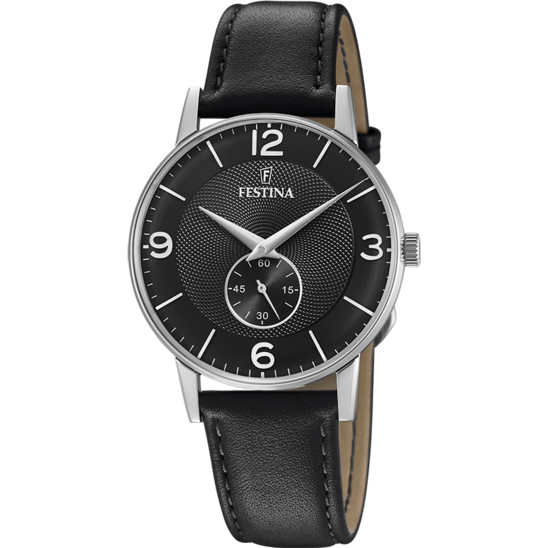 FESTINA HEREN ZWART LEER HORLOGE ARMBAND F20566/4