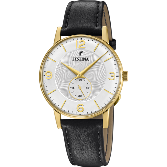 FESTINA WATCH F20567/2 SILVER LEATHER STRAP, MEN'S