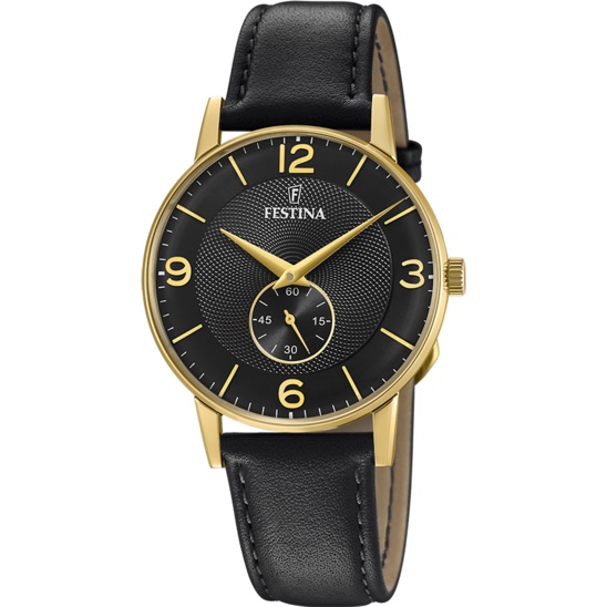 RELÓGIO FESTINA F20567/4 PRETO COM CORREIA DE COURO, PARA HOMEM.