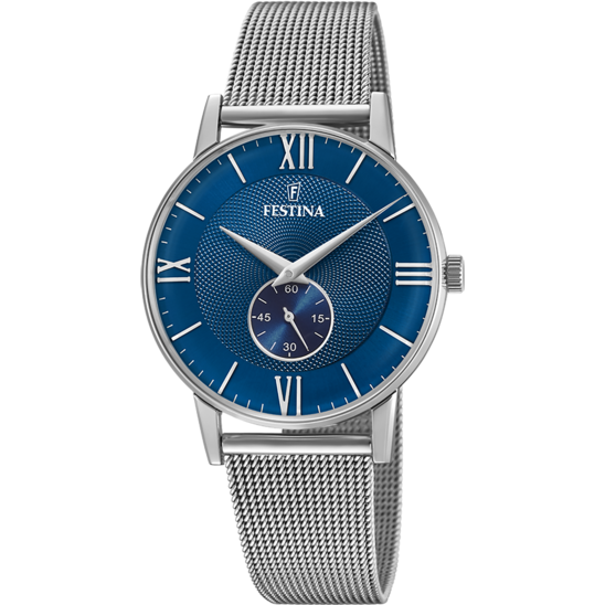 FESTINA HERREN UHR RETRO F20568/3 BLAU, EDELSTAHL ARMBAND