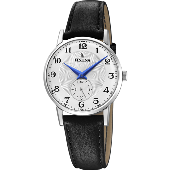 FESTINA WATCH F20570/1 SILVER LEATHER STRAP, WOMEN'S