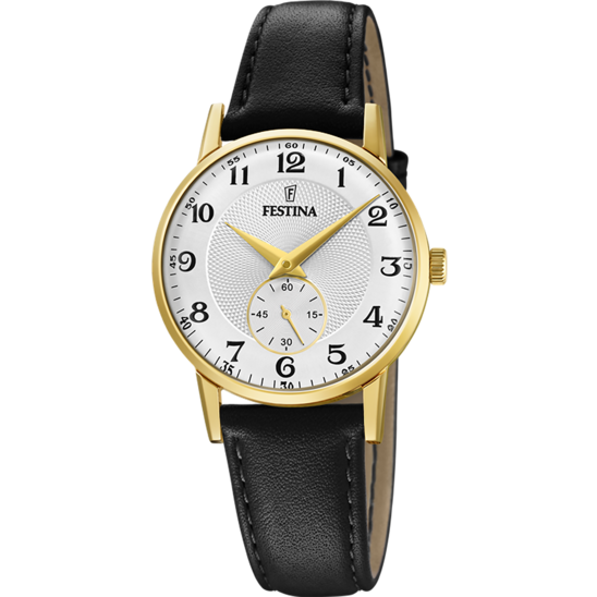 RELÓGIO FESTINA F20571/1 PRATEADO COM CORREIA DE COURO, MULHER