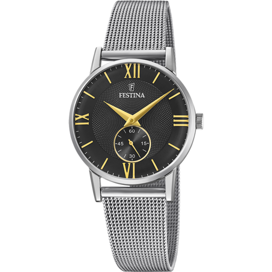 RELÓGIO FESTINA F20572/4 PRETO COM CORREIA DE AÇO, FEMININO