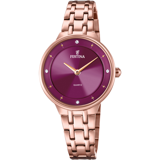 MONTRE FESTINA F20602/2 BORDEAUX, BRACELET ACIER INOXYDABLE, FEMME