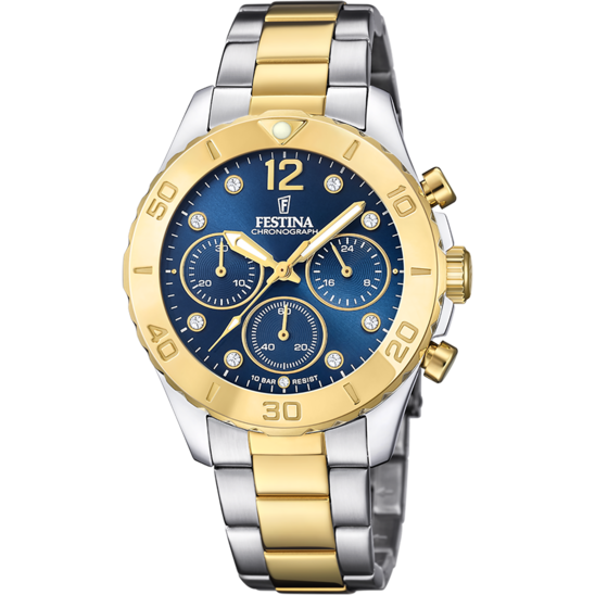 MONTRE FESTINA F20604/3 BLEU, BRACELET ACIER INOXYDABLE, FEMME