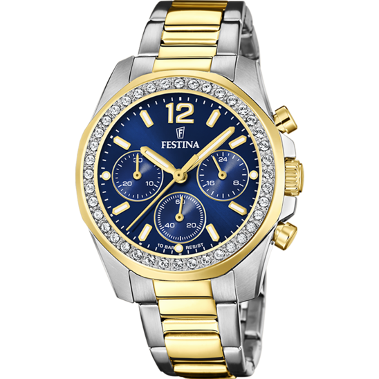 Reloj De Mujer Festina Rainbow F20607/2 Con Esfera Azul