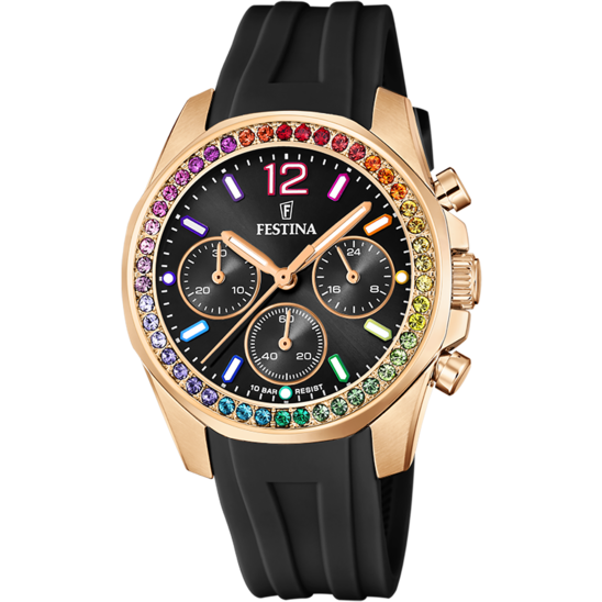 RELOJ DE MUJER FESTINA RAINBOW F20611/3 CON ESFERA NEGRA