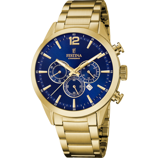 OROLOGIO FESTINA TIMELESS CRONOGRAFO F20633/2 BLU CON CINTURINO IN ACCIAIO INOSSIDABILE 316L, UOMO.