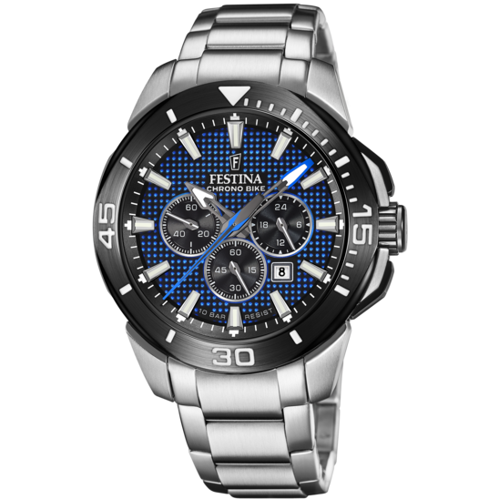 FESTINA CHRONO BIKE WATCH F20641/2 BLUE STAINLESS STEEL 316L STRAP, MEN'S.