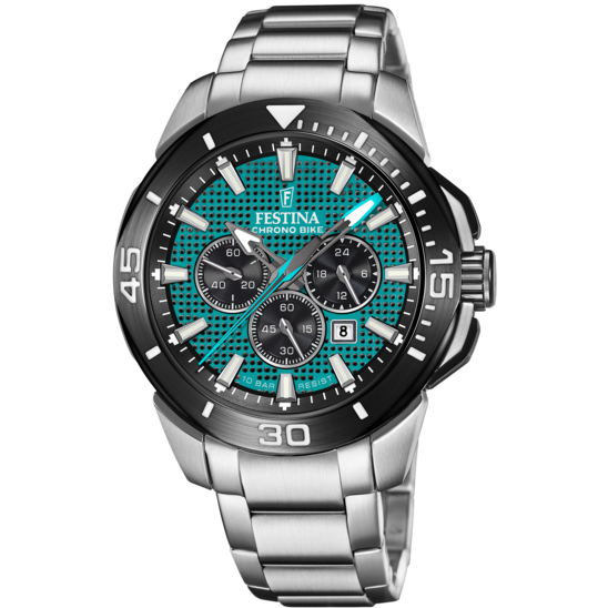 MONTRE FESTINA CHRONO BIKE F20641/3 VERT, BRACELET EN ACIER INOXYDABLE 316L, HOMME